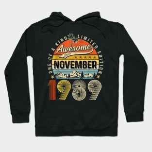 Awesome Since November 1989 Vintage 34th Birthday Hoodie